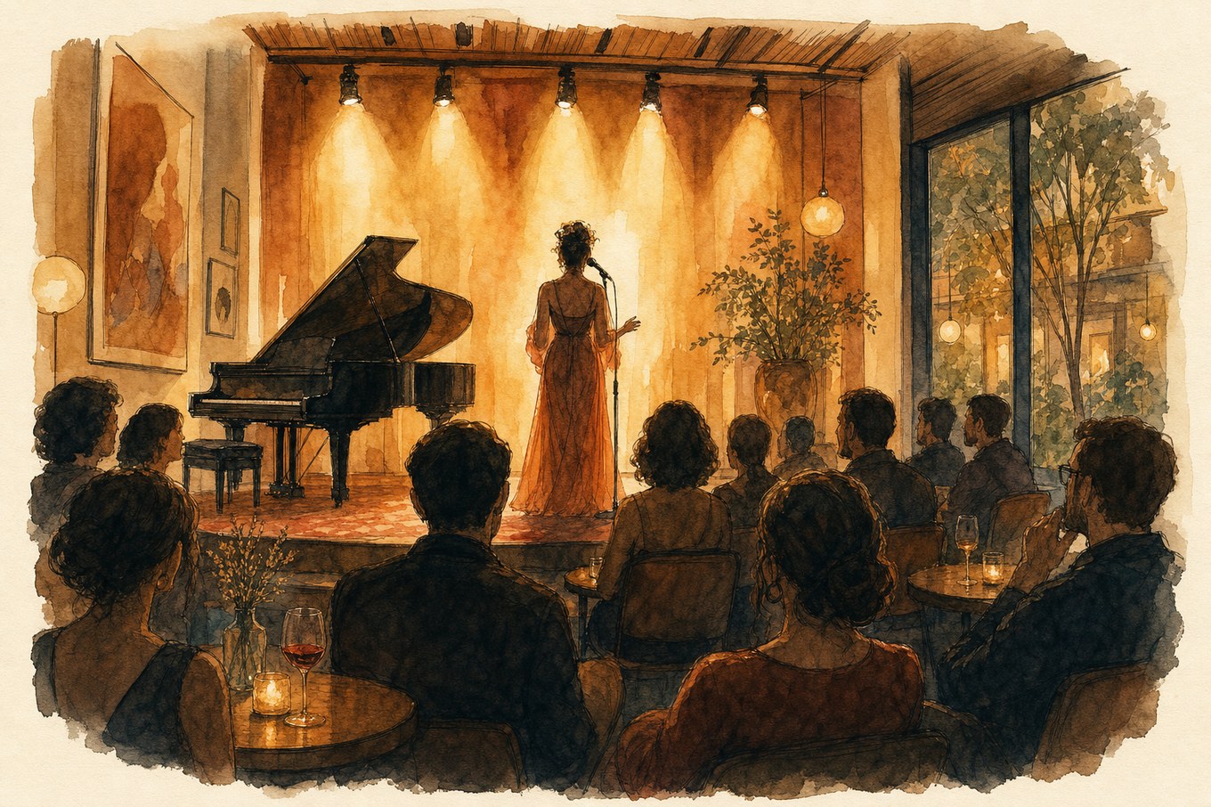 Wieczorny koncert w domu kultury — ilustracja